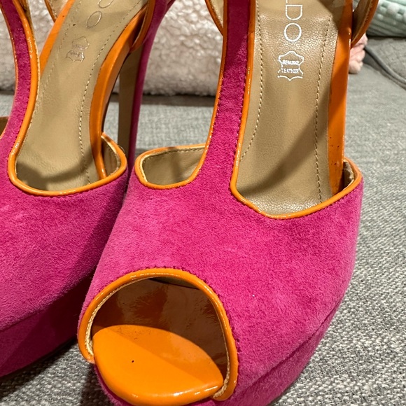Aldo platform heel with t-strap Pink and Orange size 36 or 6-6.5 - Picture 3 of 5